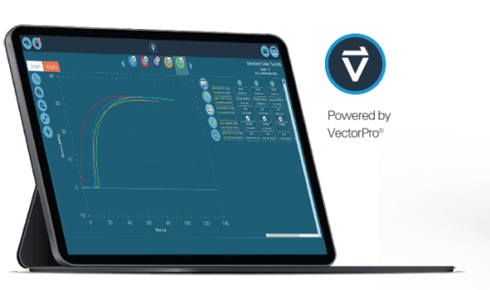 Laptop showing a VectorPro software test being run