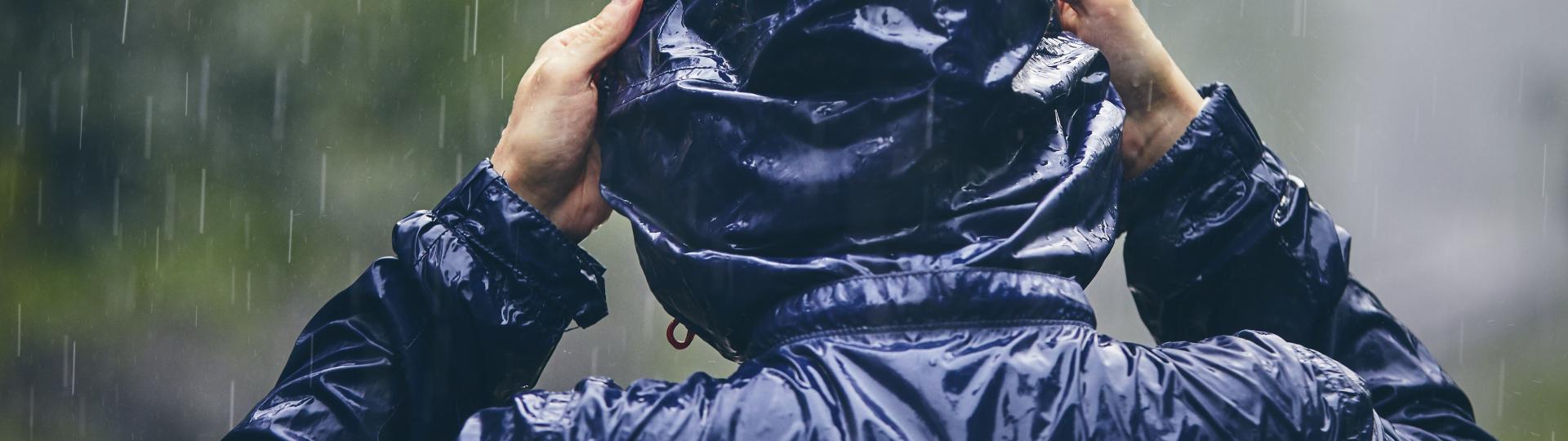 Person in water repellent coat